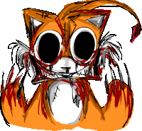 a drawing of a fox with blood on its face