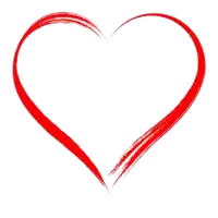 a red heart drawn on a white background with a brush stroke