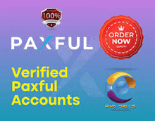 a blue and purple background with the words paxful verified paxful accounts on it