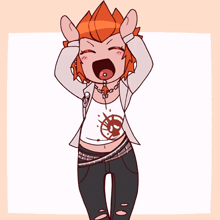 a drawing of a boy with red hair and a white shirt