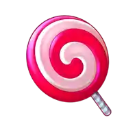 a pink and white lollipop with a swirl design on it