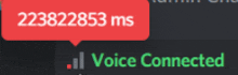 a red bubble that says voice connected on a black background