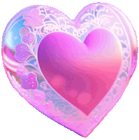 a pink heart with flowers on it and a white border