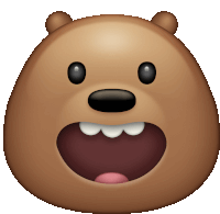 a cartoon bear with its mouth open and teeth