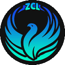 a blue and green bird is in a circle with the words zcl written on it .