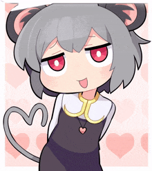 a cartoon drawing of a mouse girl with a heart shaped tail