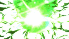 a green background with a white light coming out of the center