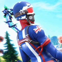 a person with a british flag on their chest