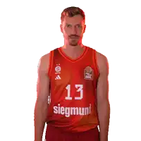 a man wearing a red jersey that says siegmund on it