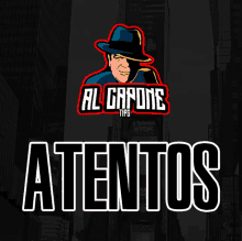 a logo for al gardone tips with a man in a hat