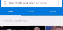 a screen shot of a search for gifs and videos on tenor