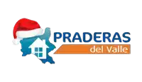 a logo for praderas del valle with a santa hat on it