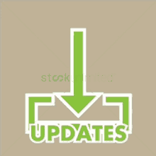 a green arrow pointing down with the words updates below it