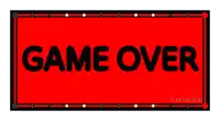 a red sign that says game over on a white background