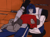 a cartoon of a robot with a red head