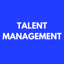 a blue background with the words talent management written in white