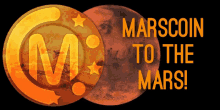 a sign that says marscoin to the mars with a picture of mars