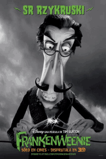 a poster for disney 's frankenweenie shows sr rzykrusi