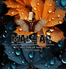 a poster for malhar rhythm of rain with a microphone and leaves