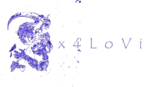 a white background with a purple swirl and the words " x4lovi " on it