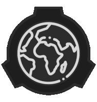 a black circle with a white globe inside