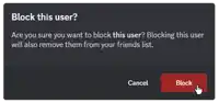 a screen asking if you want to block a user and also remove them from your friends list