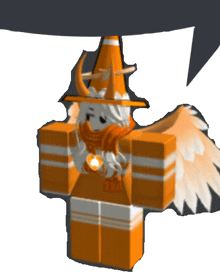 a cartoon character with horns and wings is wearing a cone hat