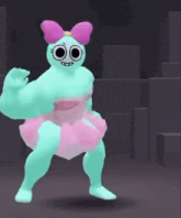 a cartoon character wearing a pink tutu and a bow