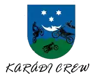 a logo for karadi crew shows a shield with motorcycles on it