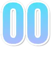 the number 00 is blue and white with a white border