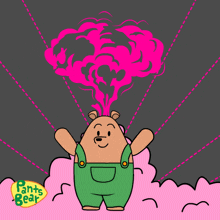 a cartoon of a bear with pink smoke coming out of his head