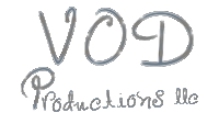 a logo for vod productions llc is shown