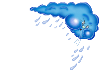 a cartoon drawing of a cloud with a sad face and rain drops