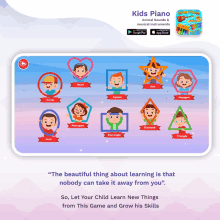 a screenshot of a kids piano app on a phone screen