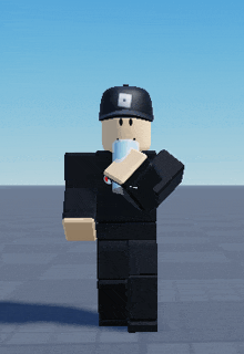 a roblox character wearing a black hat and carrying a black briefcase