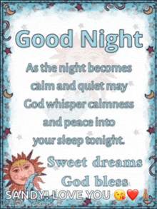 a poster that says good night on it