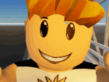 a close up of a roblox character 's face with a smile