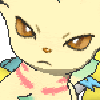 a pixel art drawing of a cat with a very angry look on his face .