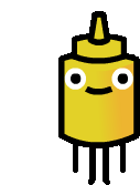 a cartoon illustration of a yellow bottle of mustard with a face .