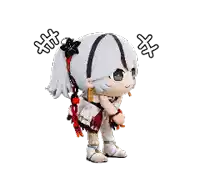 a cartoon character with white hair and a flower in her hair