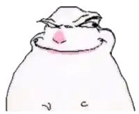 a cartoon drawing of a white bear with a pink nose and a smile on its face .