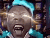 a blurry image of a person with their mouth open