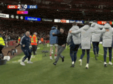 a soccer game between ars and eve is going on