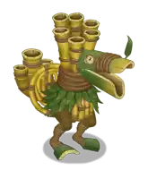 a cartoon drawing of a bird with a horn on its head