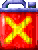 a pixel art illustration of a red container with a yellow x on it .