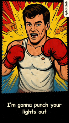 a comic book illustration of a man wearing boxing gloves
