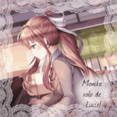 a picture of a girl with the name monika solo de luciel written on it