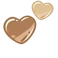 two brown hearts on a white background with one being larger than the other