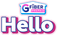 a logo for g fiber prepaid says hello on it