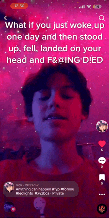 a screenshot of a tiktok video that says what if you just woke up one day